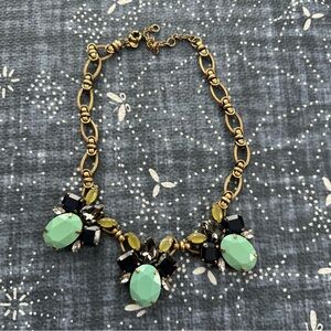 J. Crew Gold and Green Statement Necklace